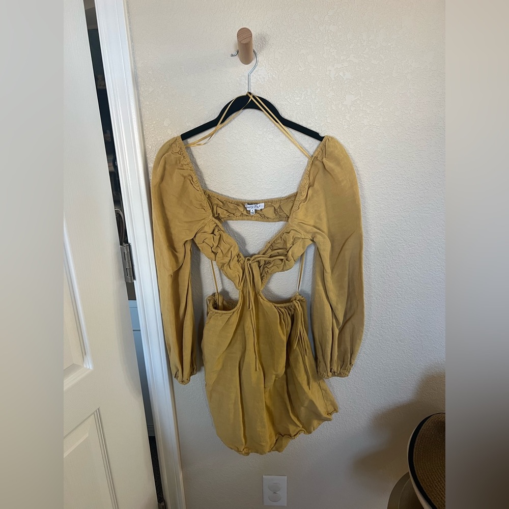 yellow cut out dress